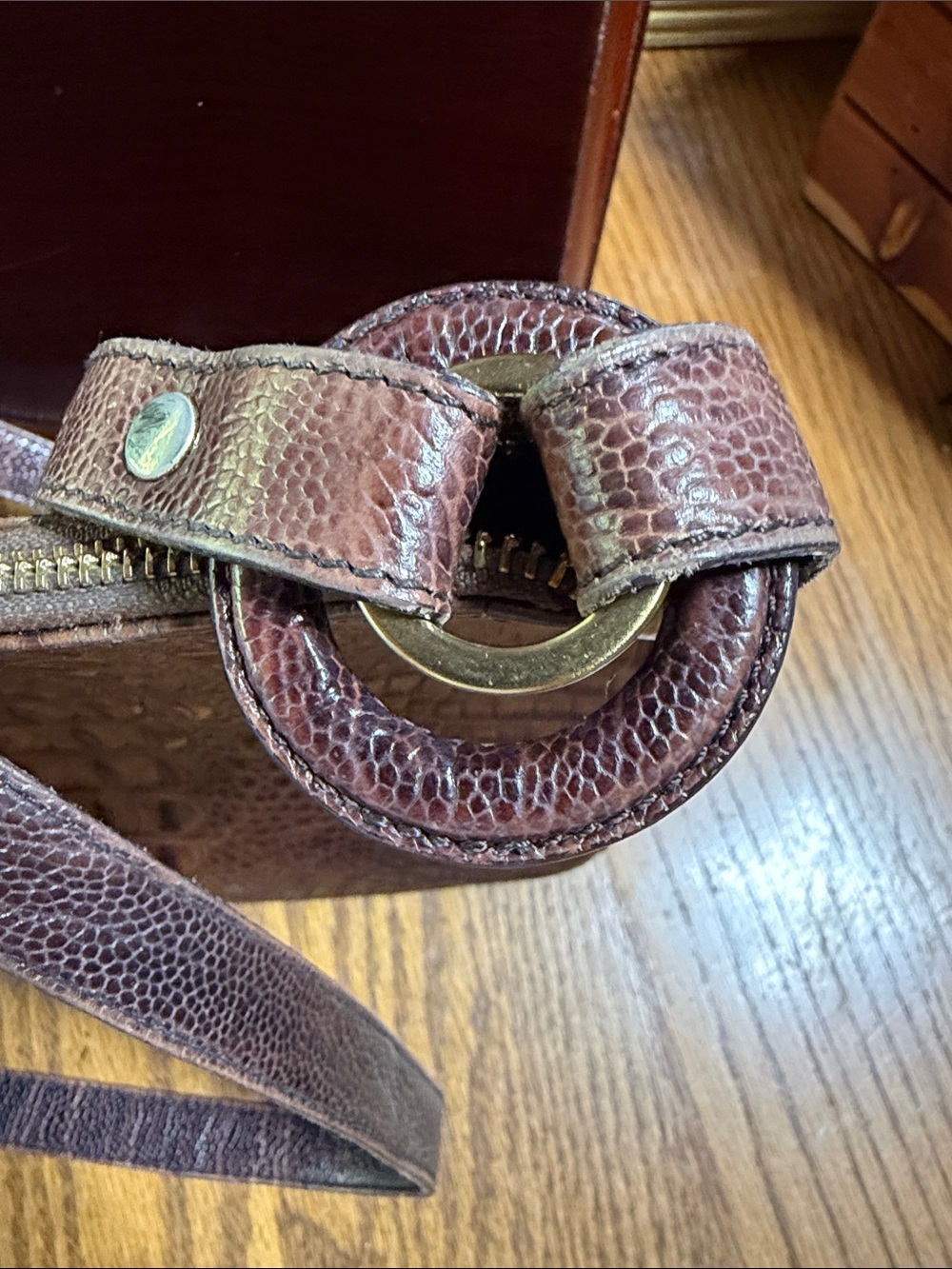 Brahmin Brown Croc-Embossed Leather Crossbody with Charm - Picture 4 of 13